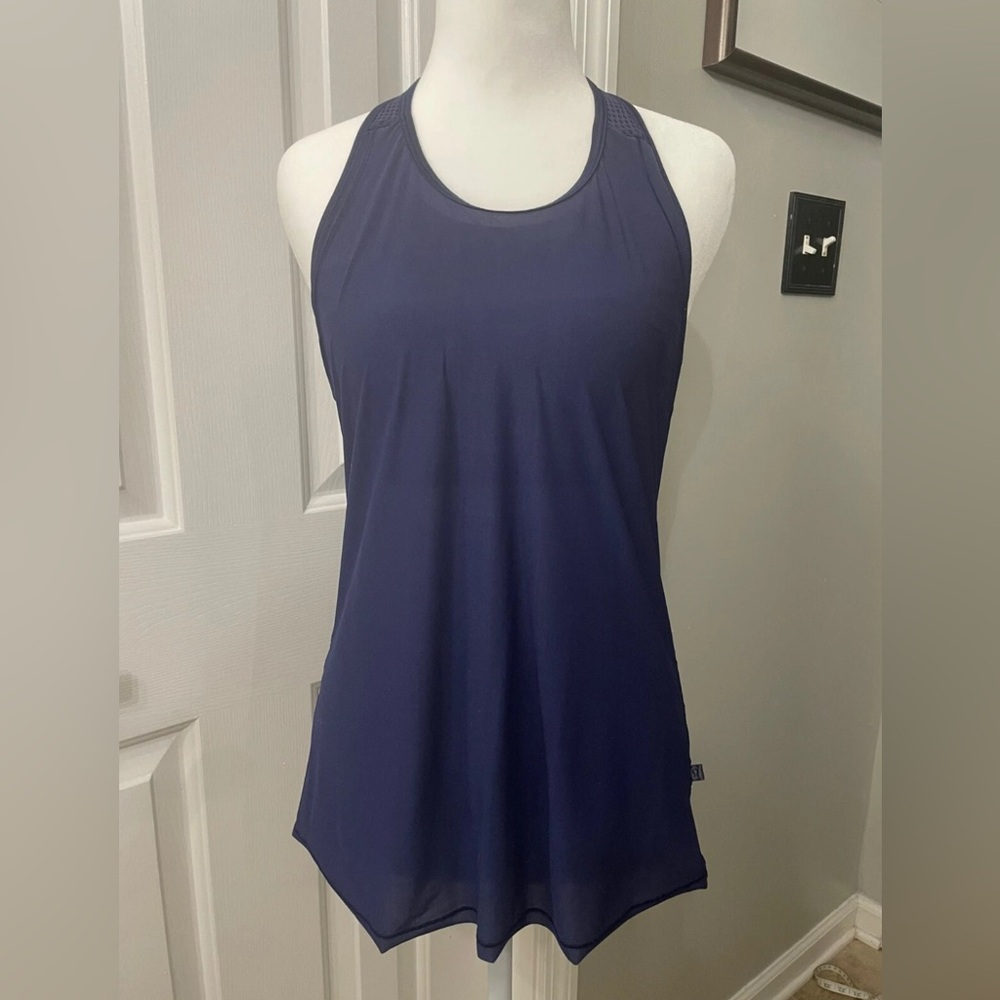 Lululemon Athletica Fit Physique Racer Back Tank Top Size 4 Navy Mesh